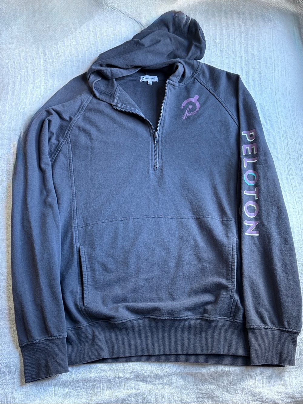 PELOTON Womens Make Your Mark Quarter Zip Hoodie Size Large Dark Gray - Picture 16 of 16